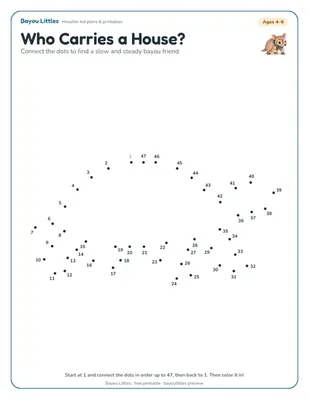 Preview of the Bayou animals dot-to-dot printable