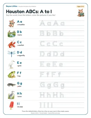 Preview of the Houston ABC tracing printable