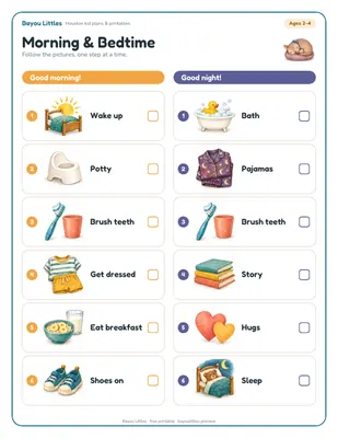 Preview of the Morning & bedtime routine chart printable