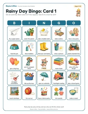 Preview of the Rainy day bingo printable